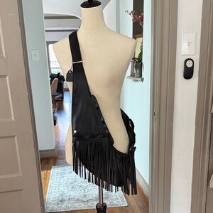Sash Black Fringe Bag